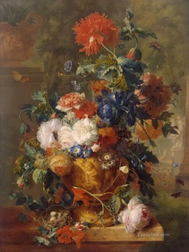 Jan van Huysum Painting - Flowers with statues Jan van Huysum